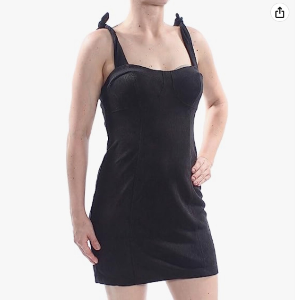 Free People Women's Black Ribbed Bodycon Dress Size Medium